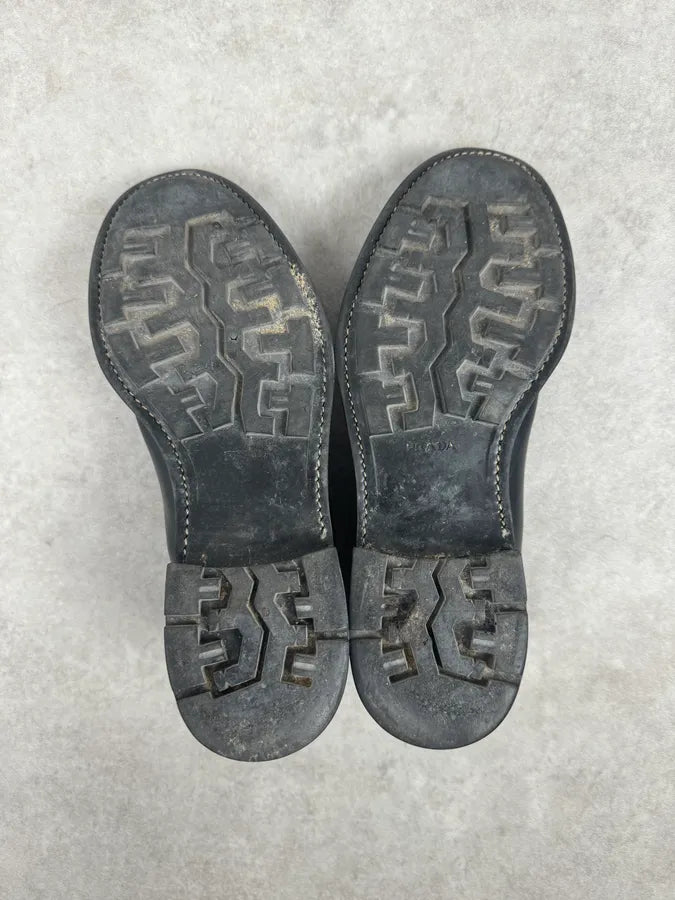 2000s Prada Black Biker Leather Minimalist Boots yVxWvuX 6