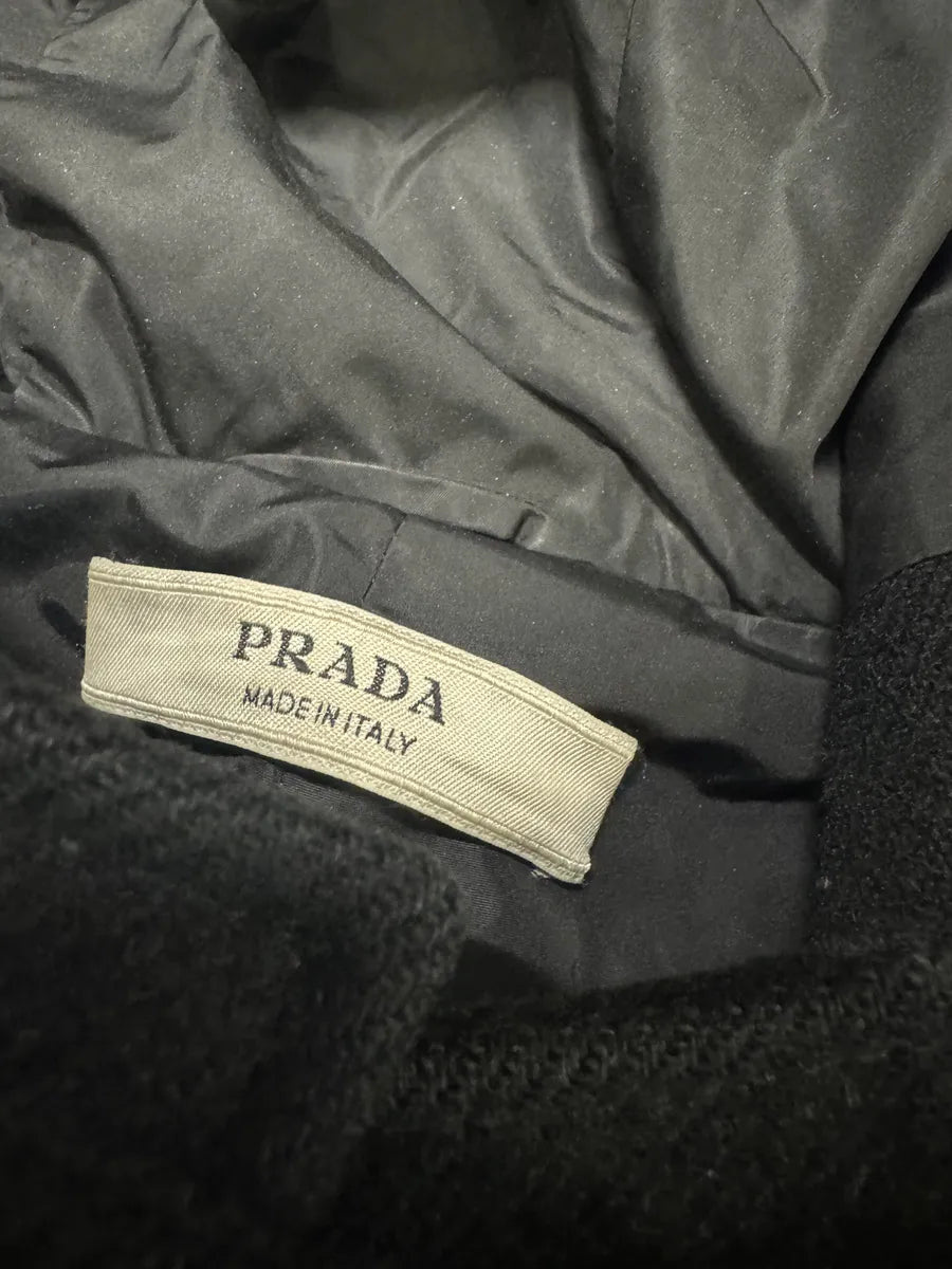 2000s Prada Black Buckled Chic Long Duffle Coat ALfJsNQ 8