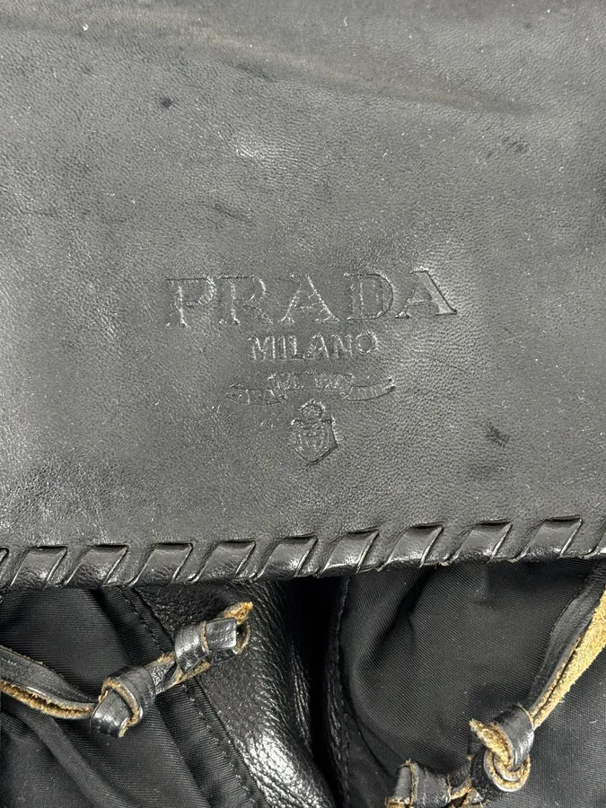 2000s Prada Black Buckles Nylon & Leather Messenger Bag GqyaMZx 9