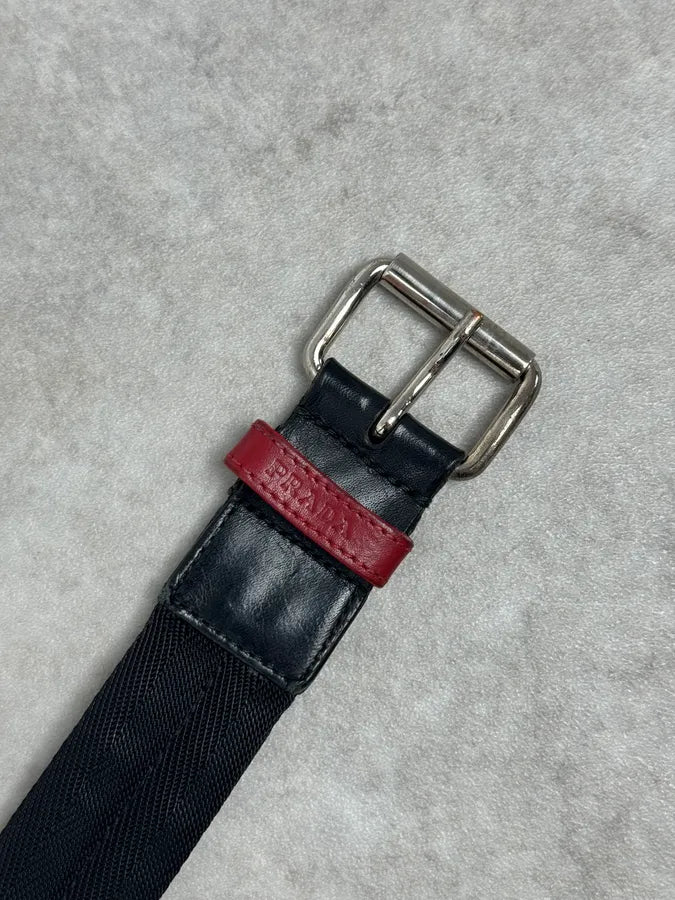 2000s Prada Black Canvas & Leather Belt GTDSiwL 4