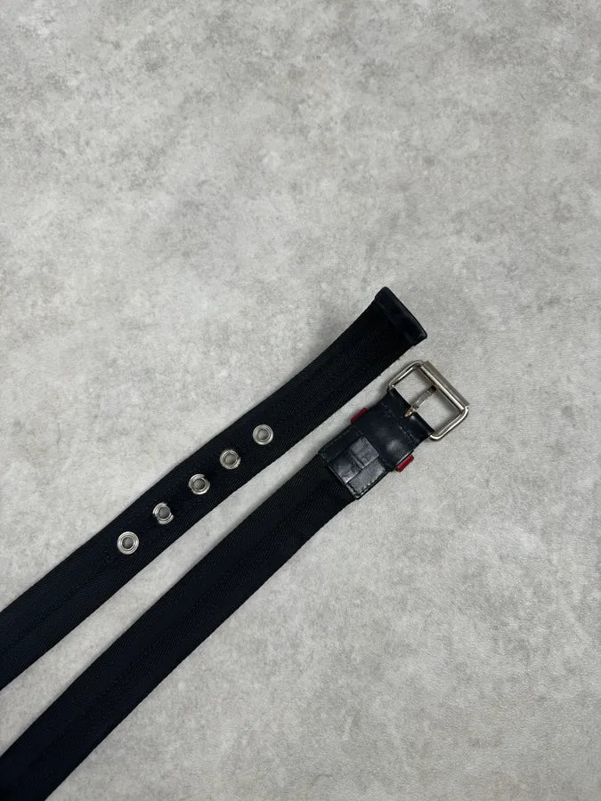 2000s Prada Black Canvas & Leather Belt GTDSiwL 3