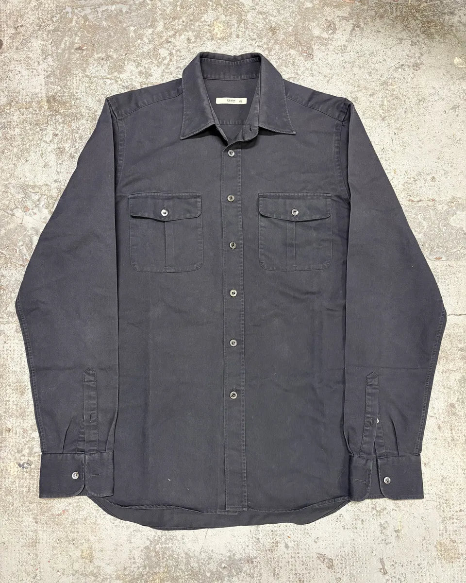 2000s Prada Black Cargo Minimalist Shirt dZoYdSZ 0