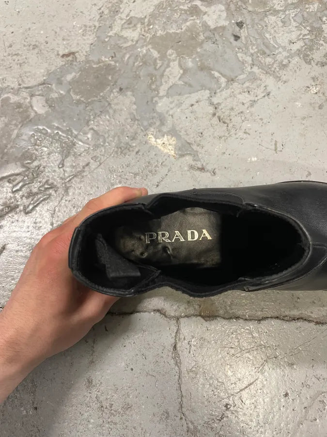 2000s Prada Black Chelsea Leather Boots (41eu/us8) BZQQdLL 8