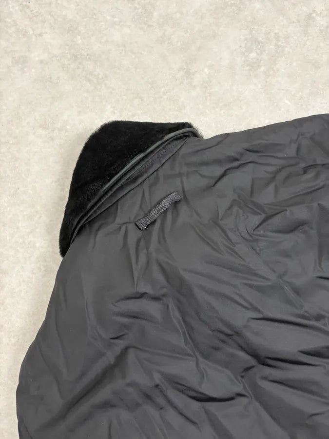 2000s Prada Black Classy Detachable Collar Nylon Bomber Jacket oSctqwg 7