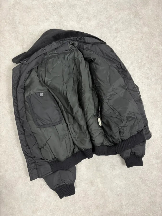 2000s Prada Black Classy Detachable Collar Nylon Bomber Jacket oSctqwg 5