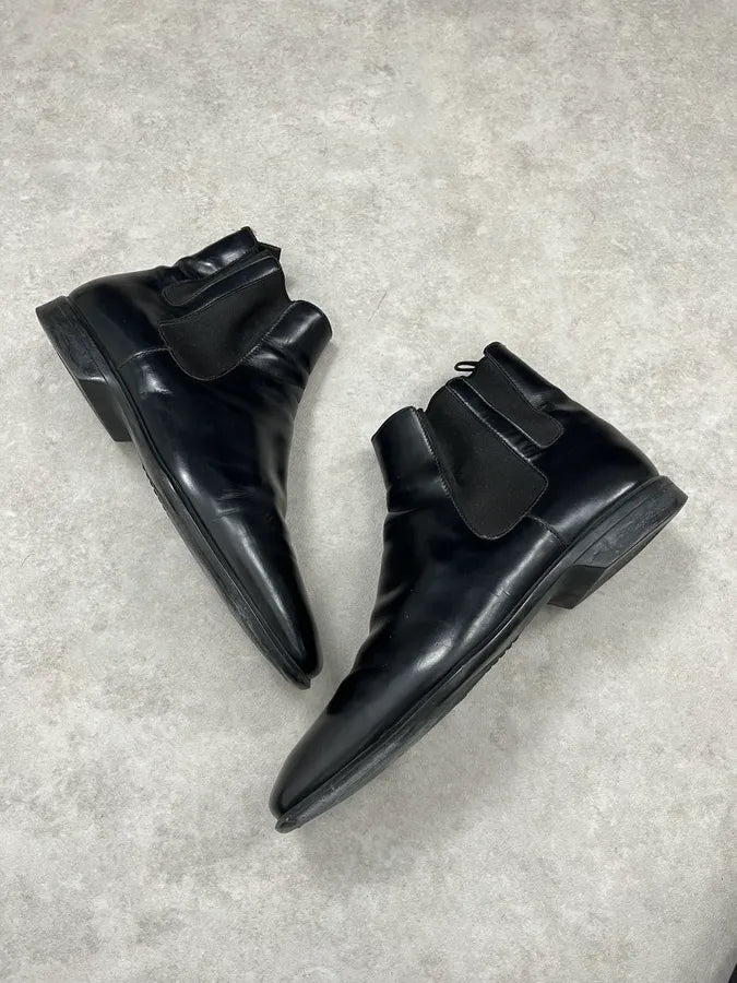 2000s Prada Black Classy Leather Boots QpMJLIl 4