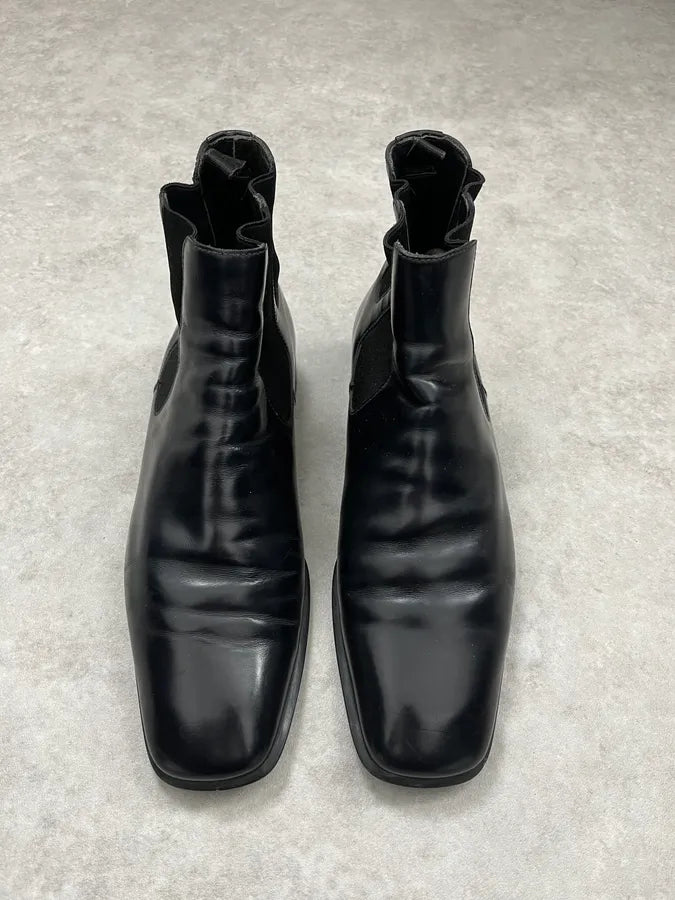 2000s Prada Black Classy Leather Boots QpMJLIl 2