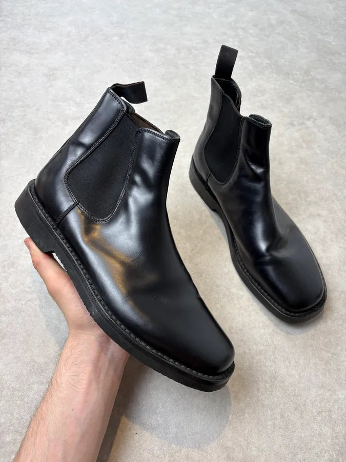 2000s Prada Black Classy Leather Chelsea Boots vtoifmJ 0