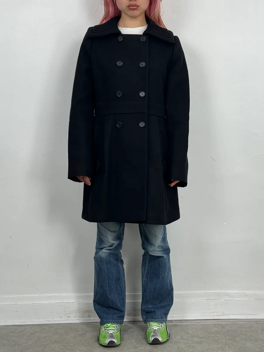 AW2008 Prada Black Black Classy Wool Coat wNaLstn 1