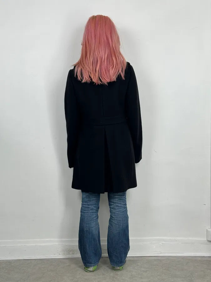 AW2008 Prada Black Black Classy Wool Coat wNaLstn 2