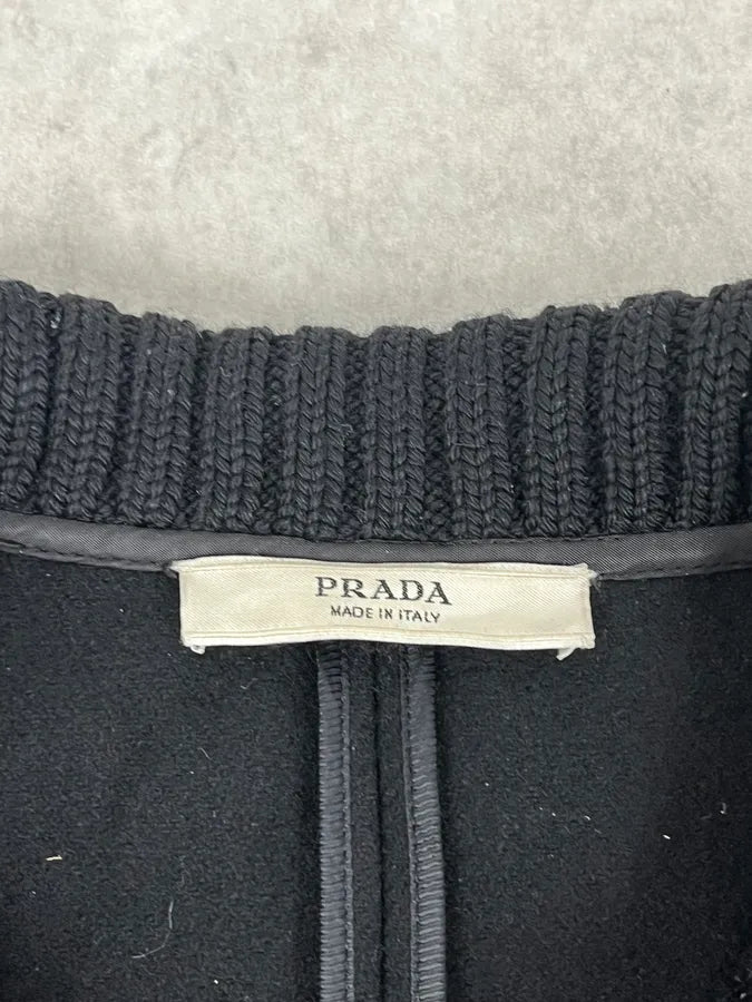 AW2008 Prada Black Black Classy Wool Coat wNaLstn 6
