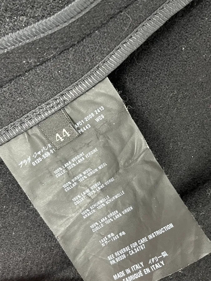 AW2008 Prada Black Black Classy Wool Coat wNaLstn 8