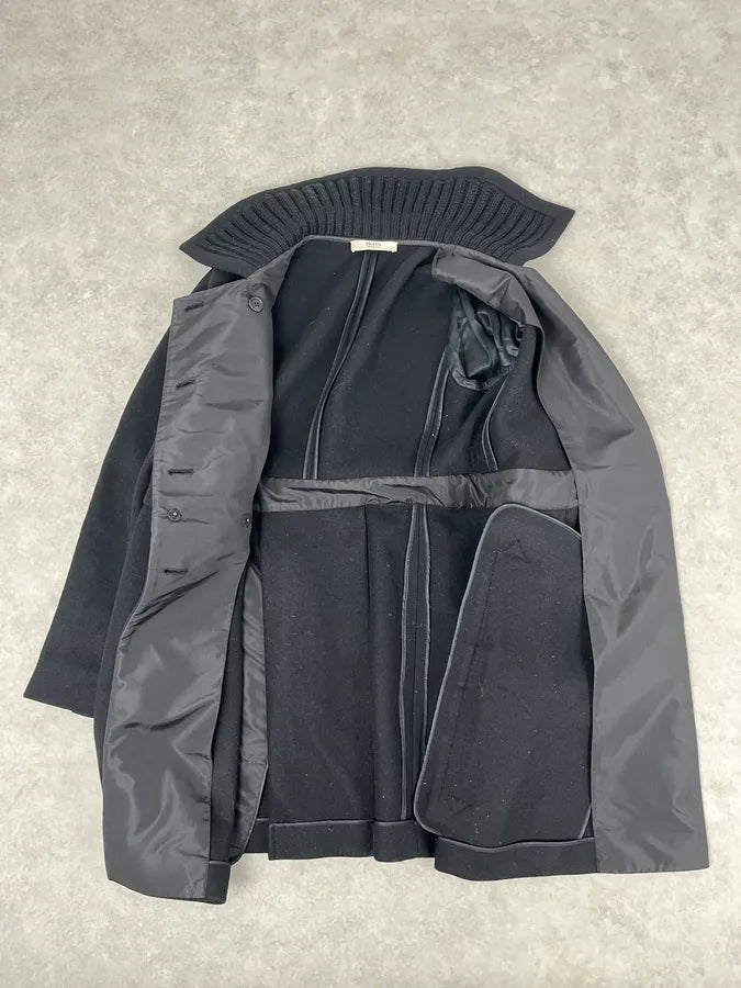 AW2008 Prada Black Black Classy Wool Coat wNaLstn 7