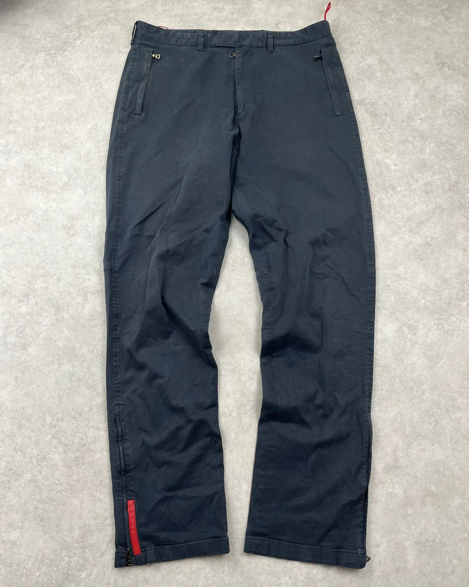 2000s Prada Black Linea Rossa Ankle Zip Pants ptAHmTS 0