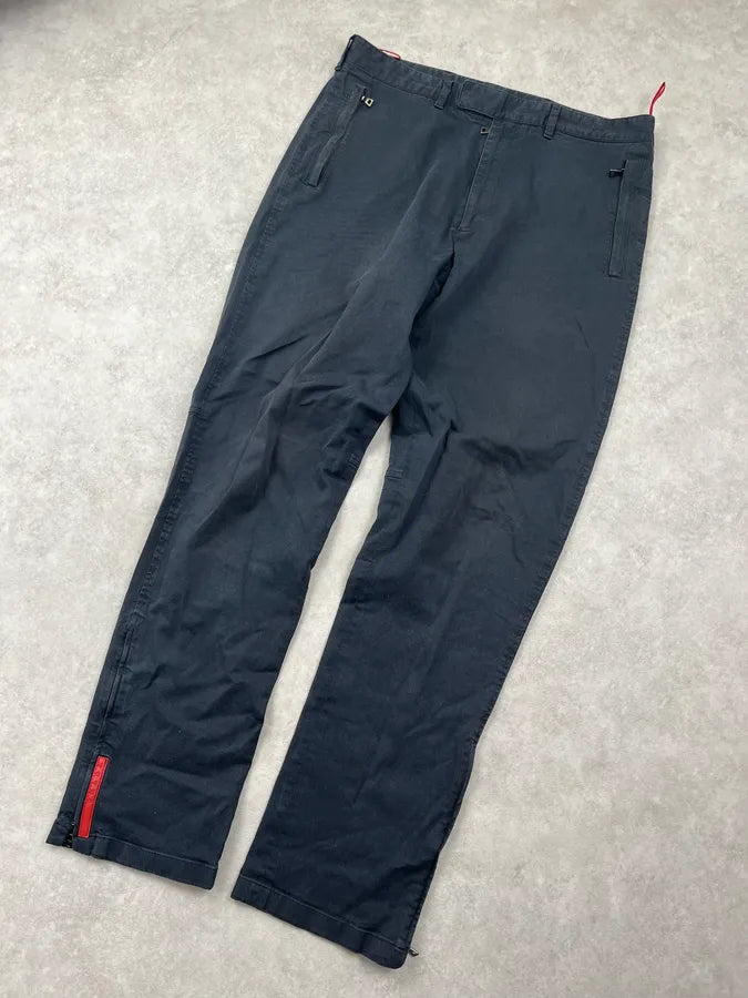2000s Prada Black Linea Rossa Ankle Zip Pants ptAHmTS 4