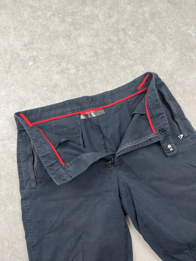 2000s Prada Black Linea Rossa Ankle Zip Pants ptAHmTS 6