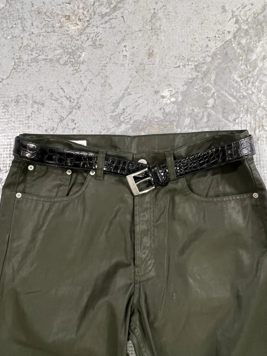 2000s Prada Black Crocodile Leather Belt (OS) 0