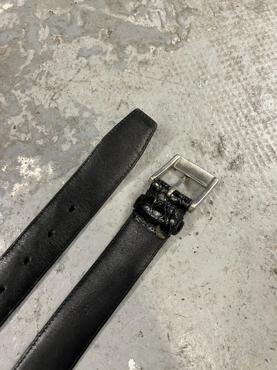 2000s Prada Black Crocodile Leather Belt (OS) 3