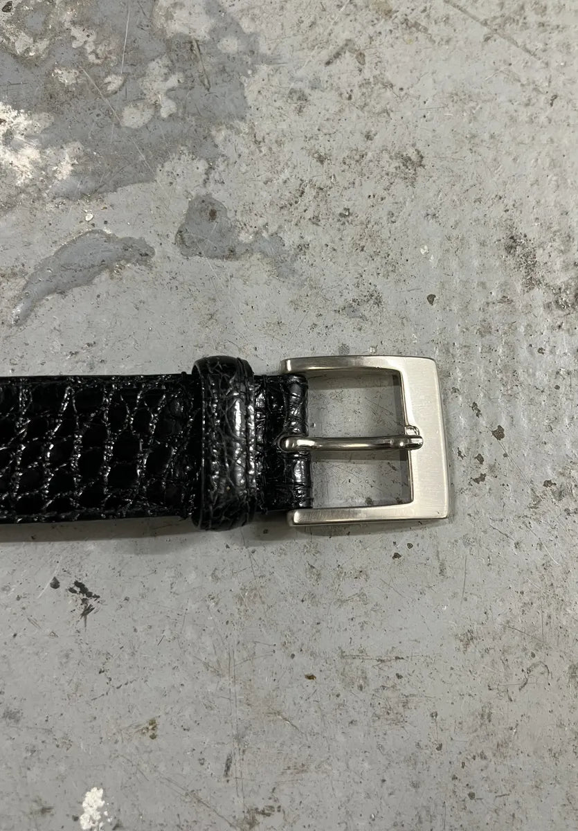 2000s Prada Black Crocodile Leather Belt (OS) 4