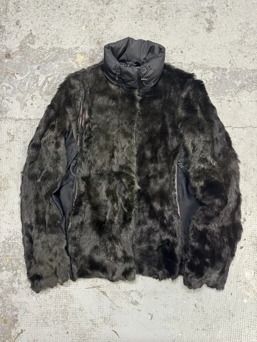 2000s Prada Black Dyed Kid Fur Leather Jacket vZHFntc 0