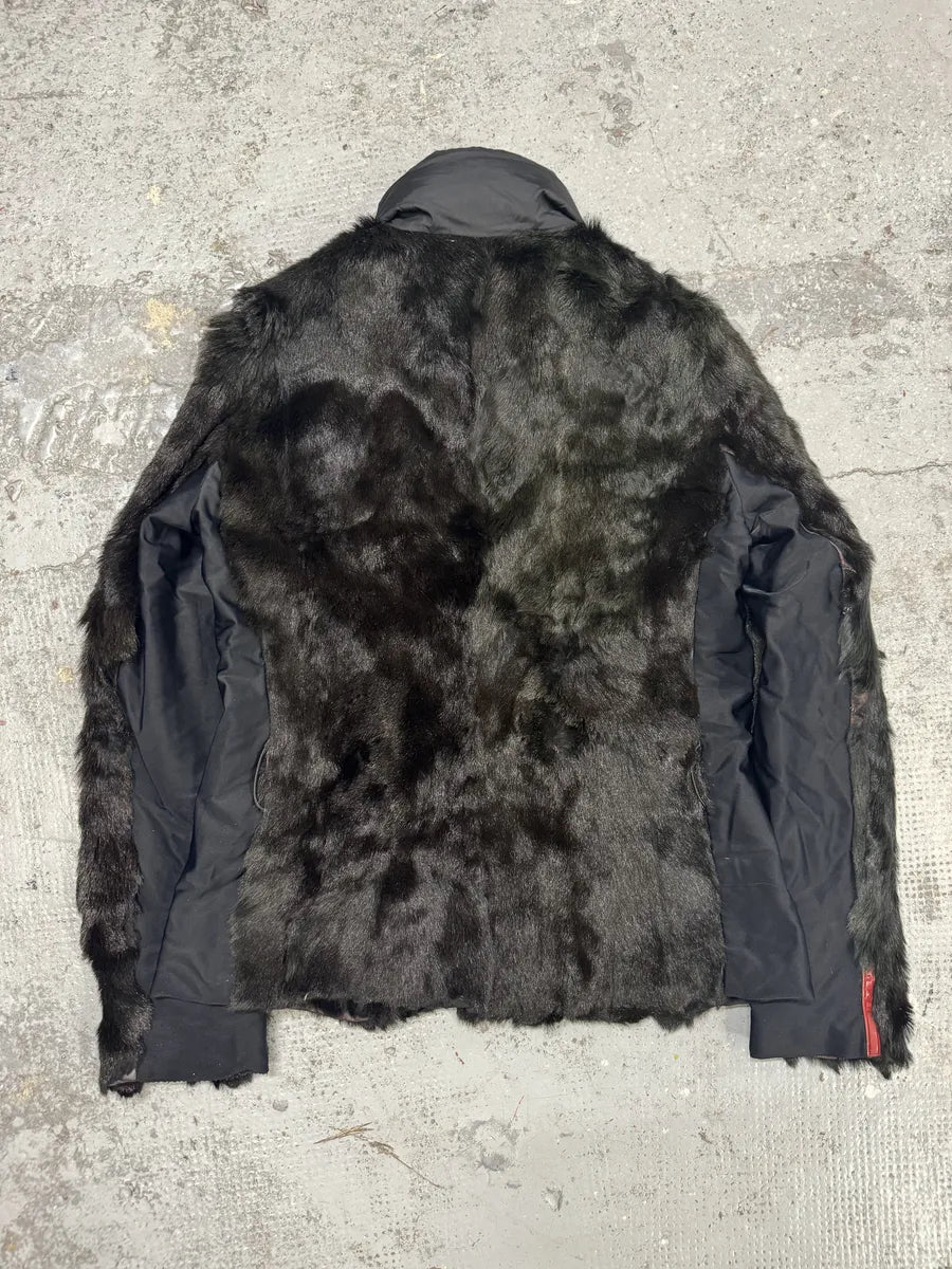 2000s Prada Black Dyed Kid Fur Leather Jacket vZHFntc 1