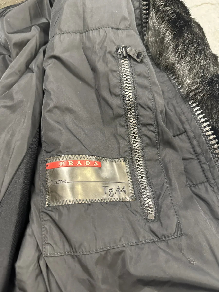 2000s Prada Black Dyed Kid Fur Leather Jacket vZHFntc 11