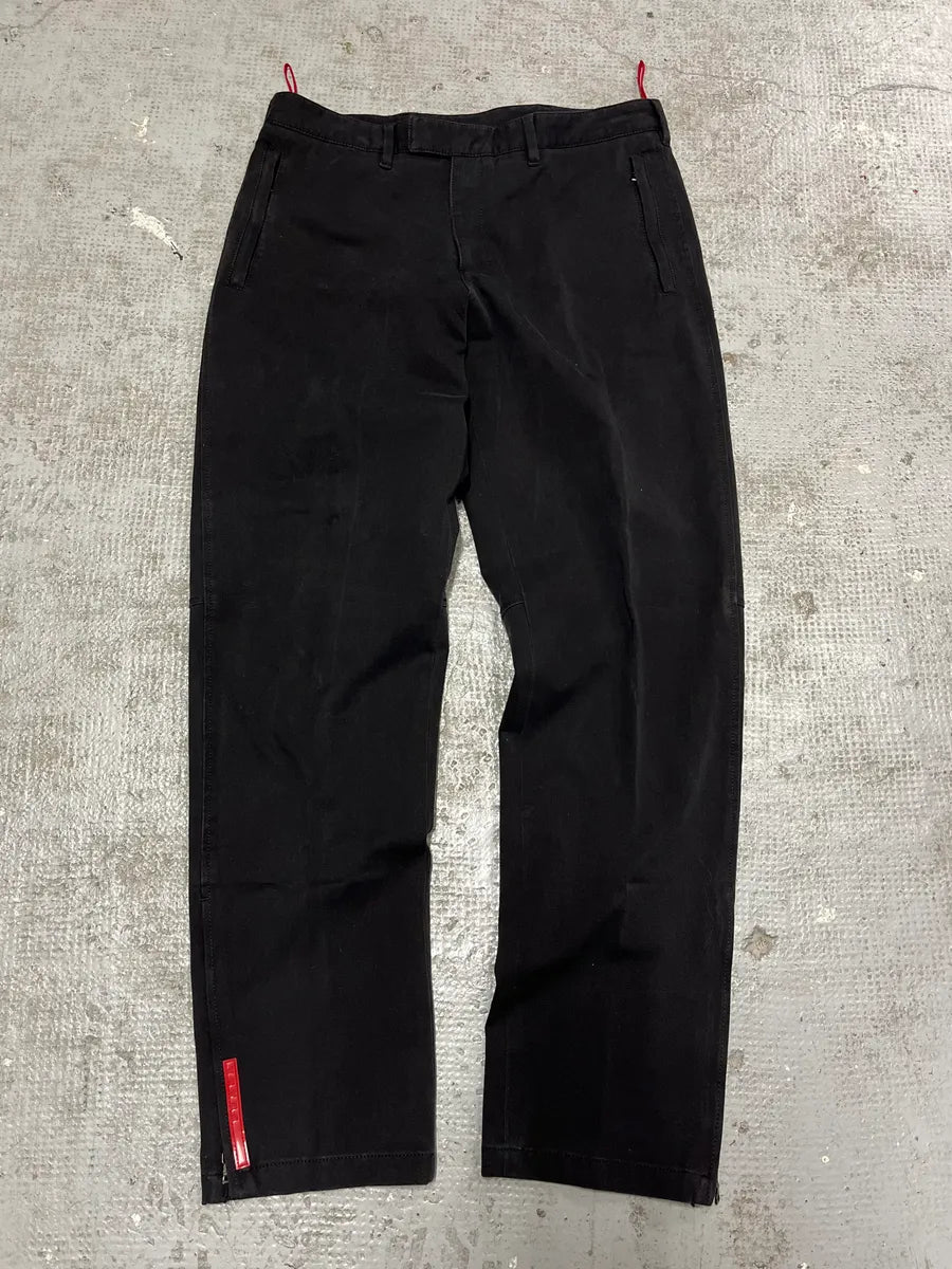 2000s Prada Black Faded Linea Rossa Pants JuFaueJ 0