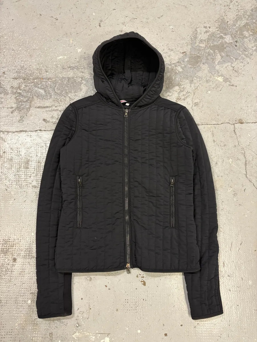 2000s Prada Black Fleece Quilted Linea Rossa Zip-up Jacket jAZcxth 0