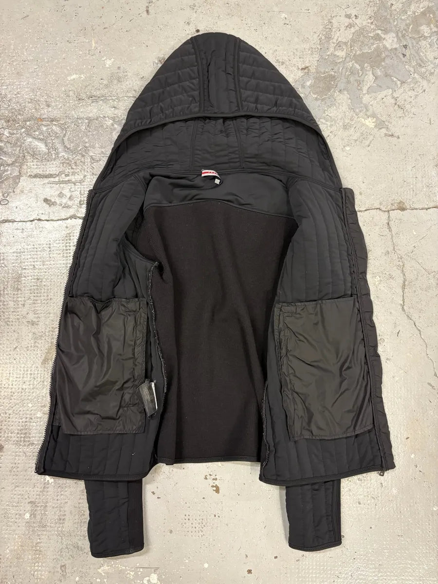 2000s Prada Black Fleece Quilted Linea Rossa Zip-up Jacket jAZcxth 2