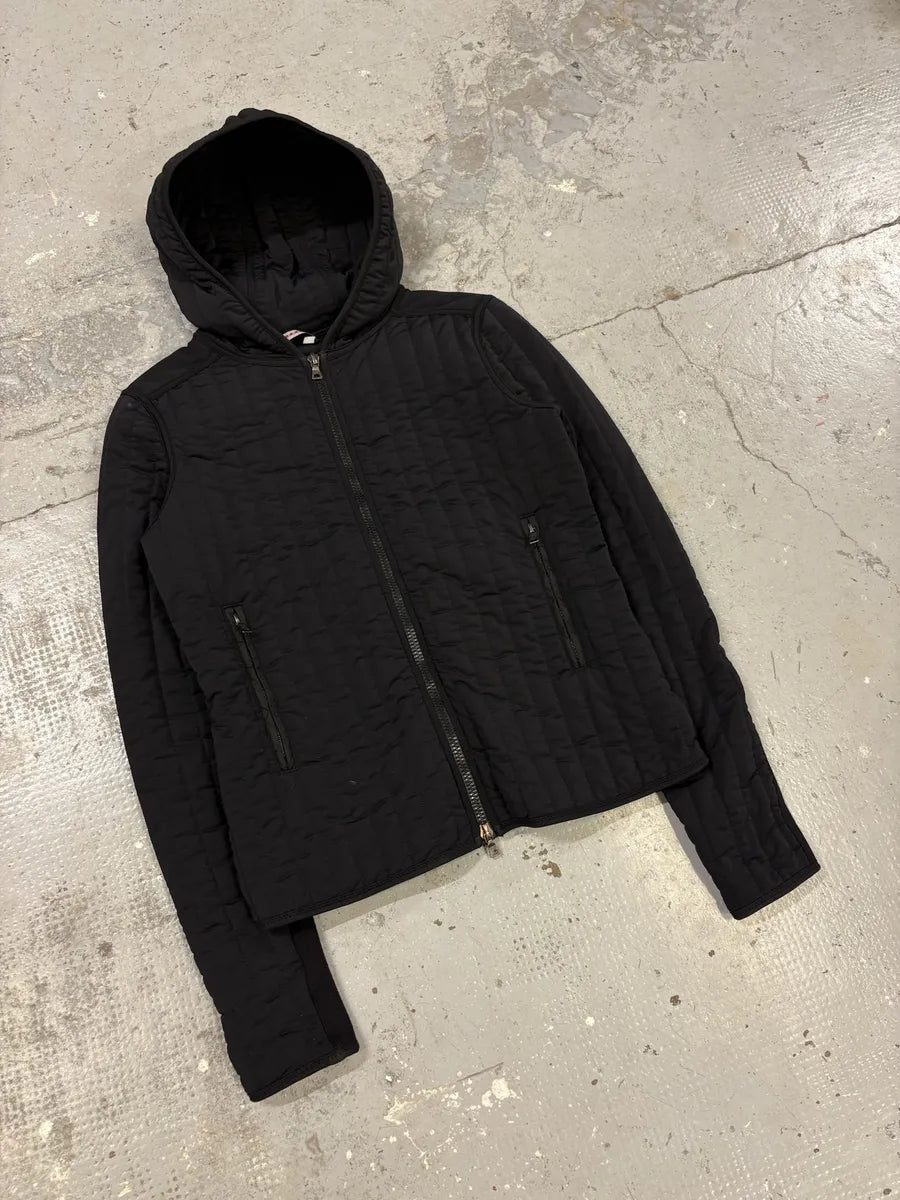 2000s Prada Black Fleece Quilted Linea Rossa Zip-up Jacket jAZcxth 4