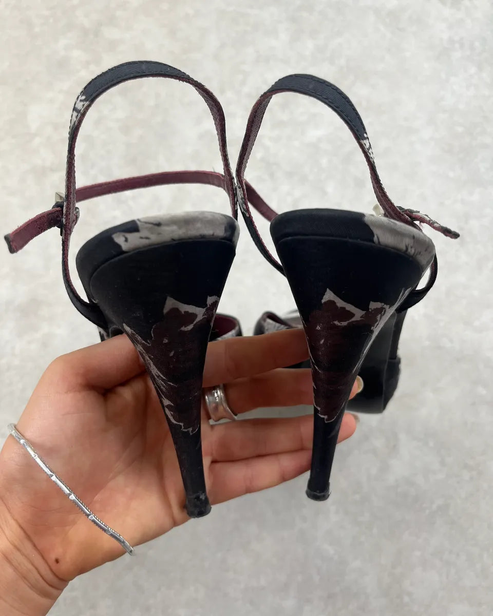 2000s Prada Black Floral Peep-Toe Heels PRYjEZH 4