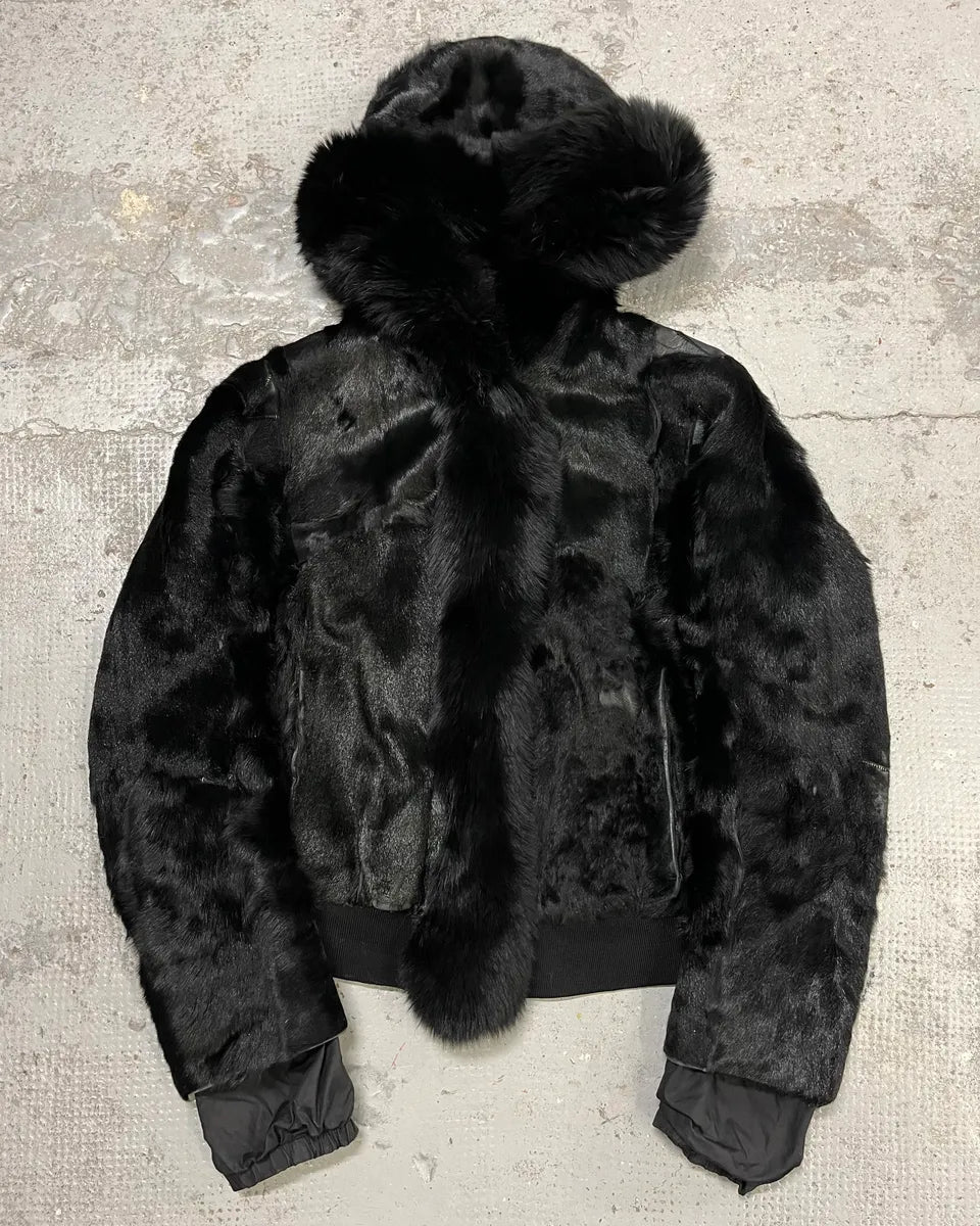2000s Prada Black Goat Fur Jacket  YGWFNYi 0