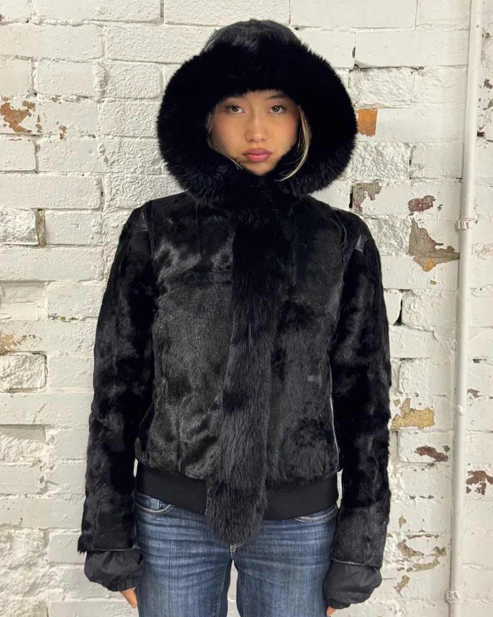 2000s Prada Black Goat Fur Jacket  YGWFNYi 1