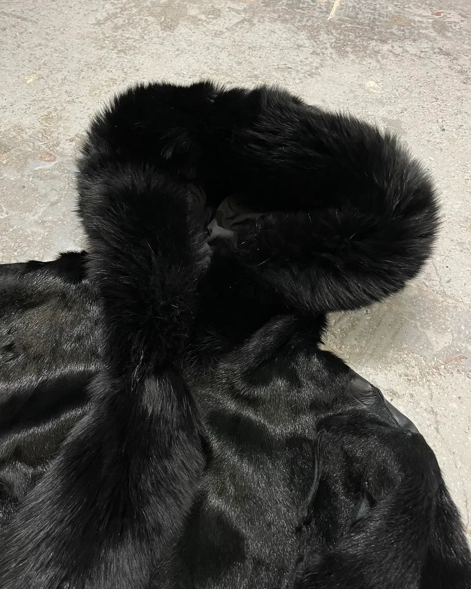2000s Prada Black Goat Fur Jacket  YGWFNYi 4