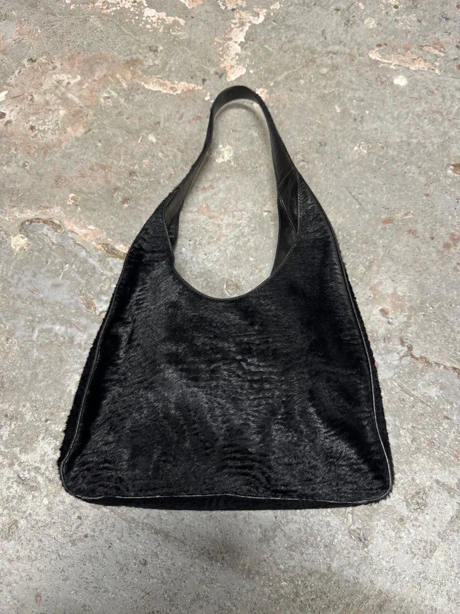 2000s Prada Black Goat Plissed Fur Bag (OS) 3