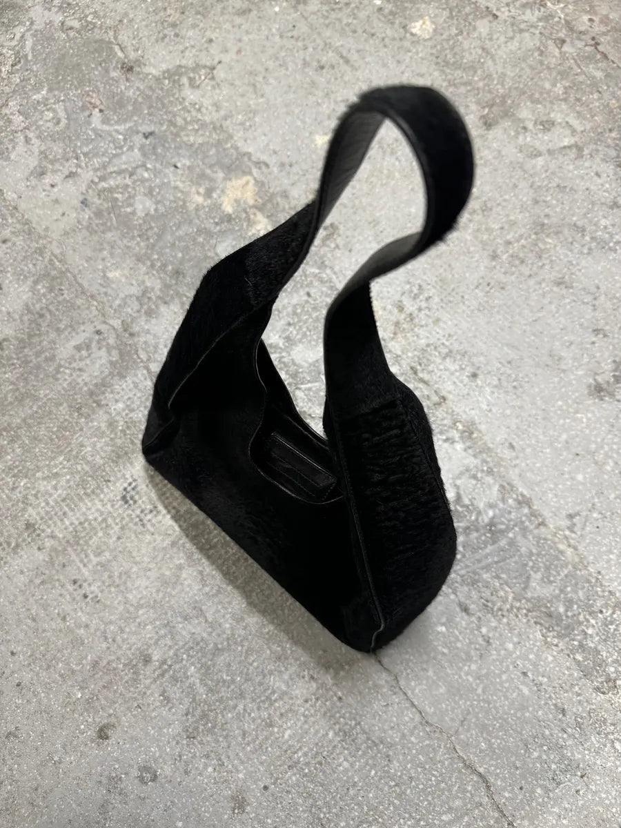 2000s Prada Black Goat Plissed Fur Bag (OS) 4