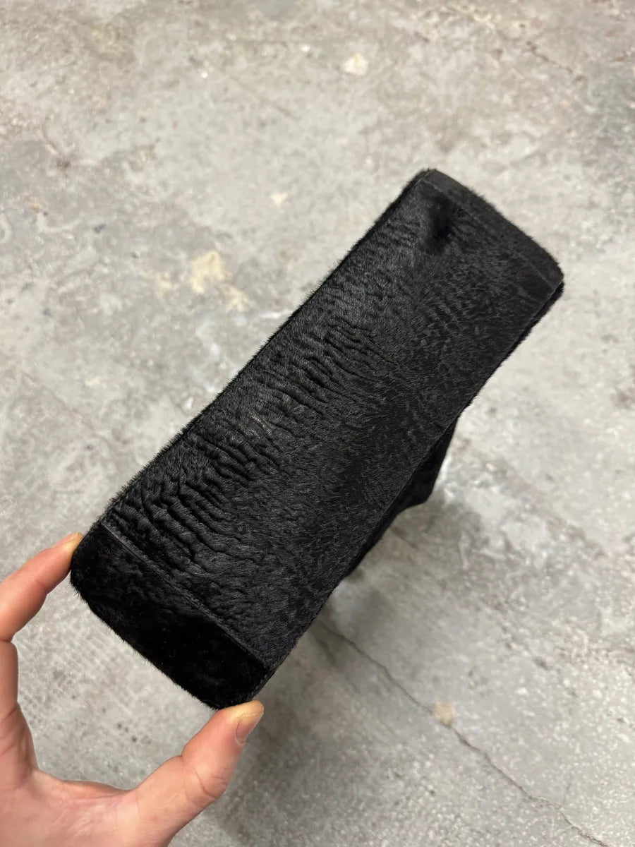 2000s Prada Black Goat Plissed Fur Bag (OS) 5