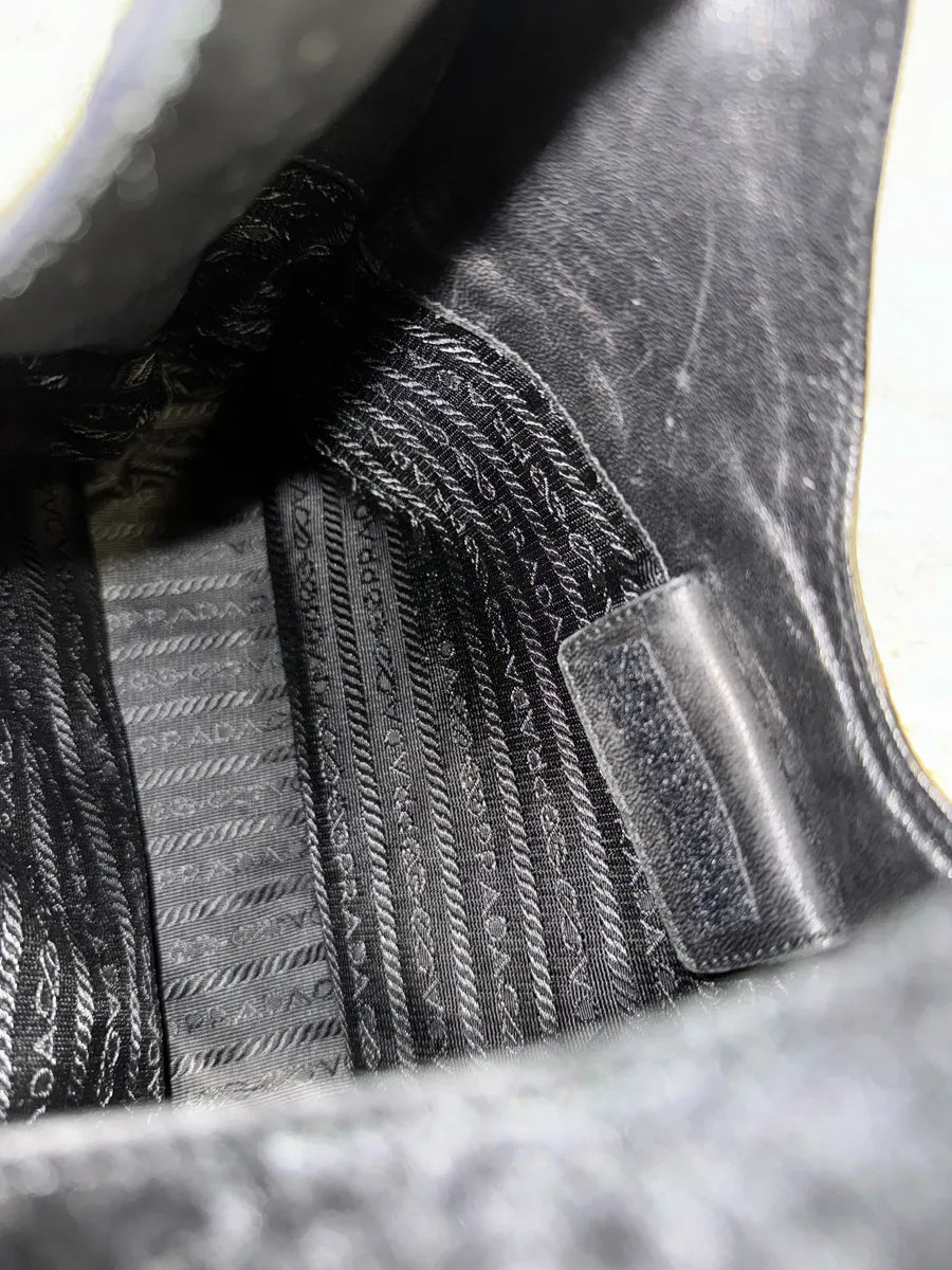 2000s Prada Black Goat Plissed Fur Bag (OS) 6