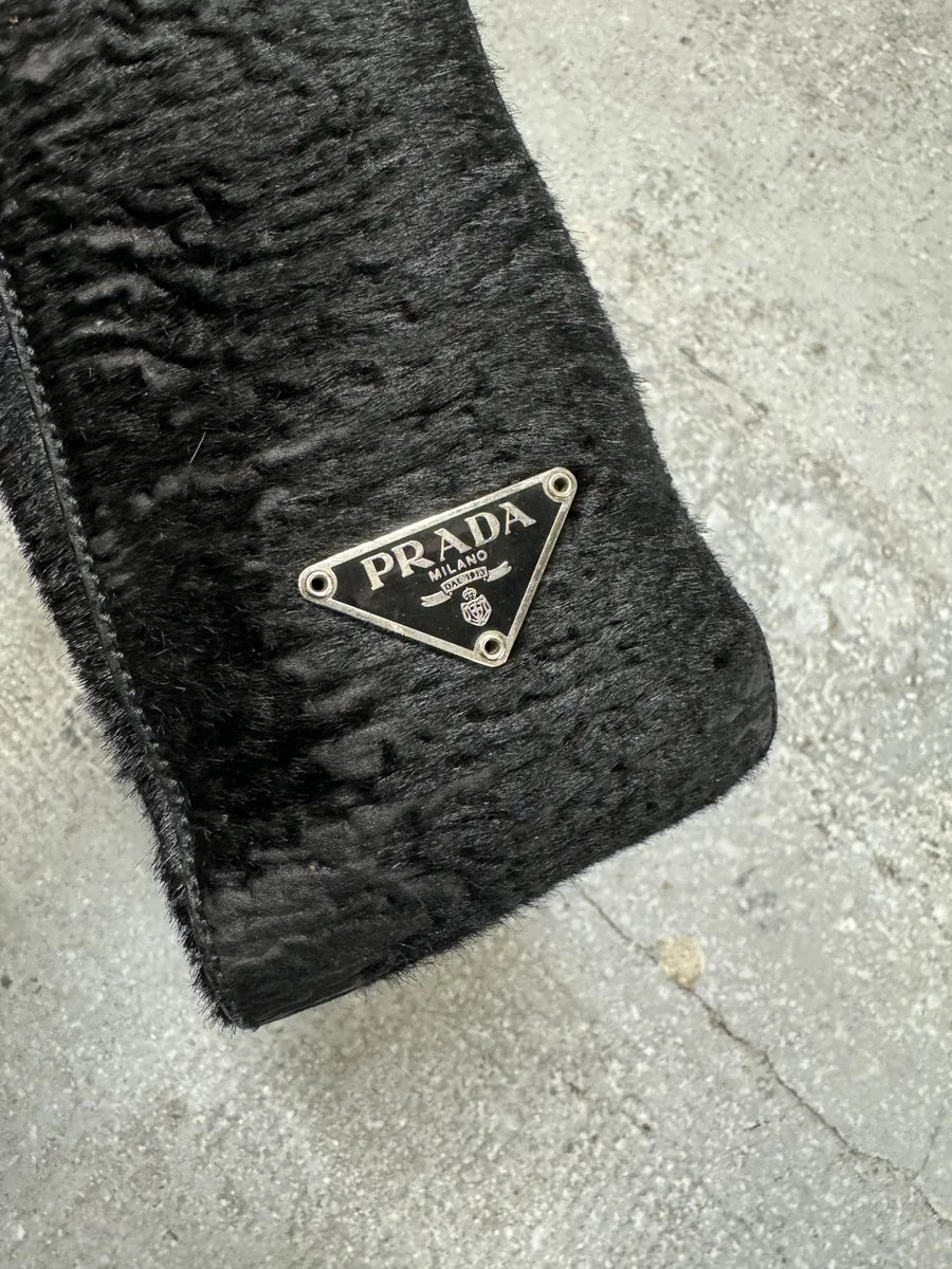 2000s Prada Black Goat Plissed Fur Bag (OS) 9