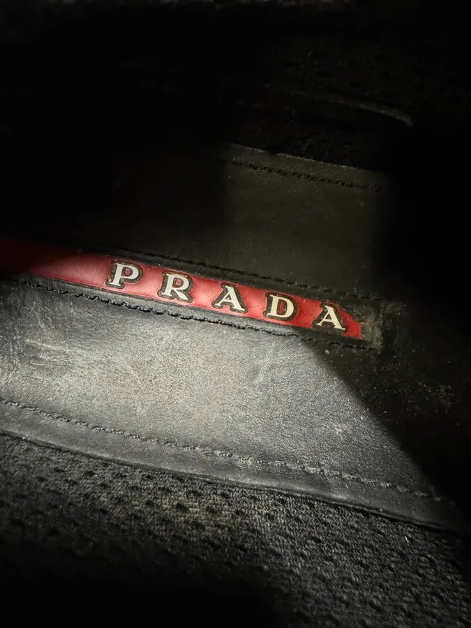 2000s Prada Black Green America’s Cup Leather Sneakers (38.5eu/us6) 7