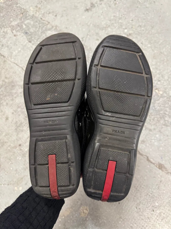 2000s Prada Black Green America’s Cup Leather Sneakers lBaiUxX 8