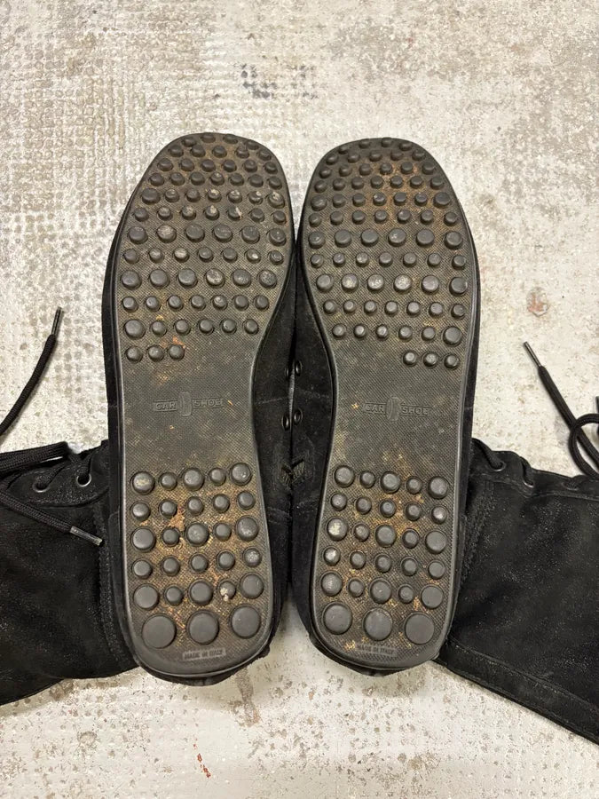 2000s Prada Black High Laced Boxing Suede Shoes eSyoUOP 4