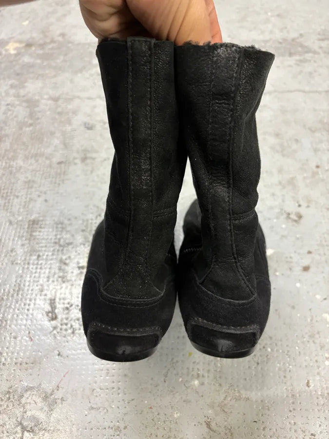 2000s Prada Black High Laced Boxing Suede Shoes eSyoUOP 3