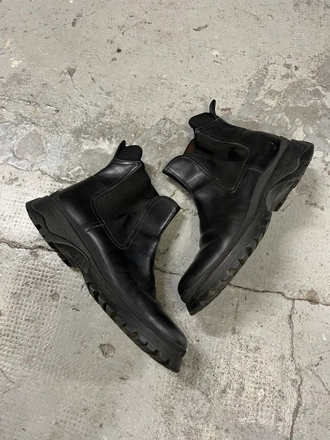 2000s Prada Black High Vibram Leather Boots cYNkEfF 1