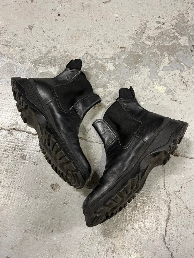 2000s Prada Black High Vibram Leather Boots cYNkEfF 2