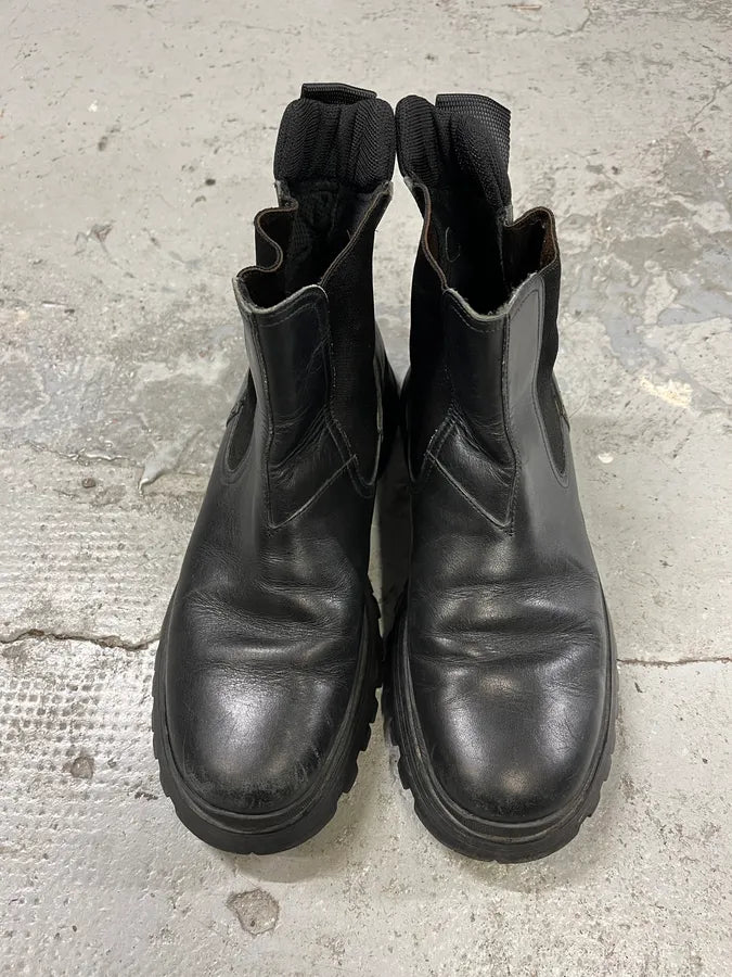 2000s Prada Black High Vibram Leather Boots cYNkEfF 3
