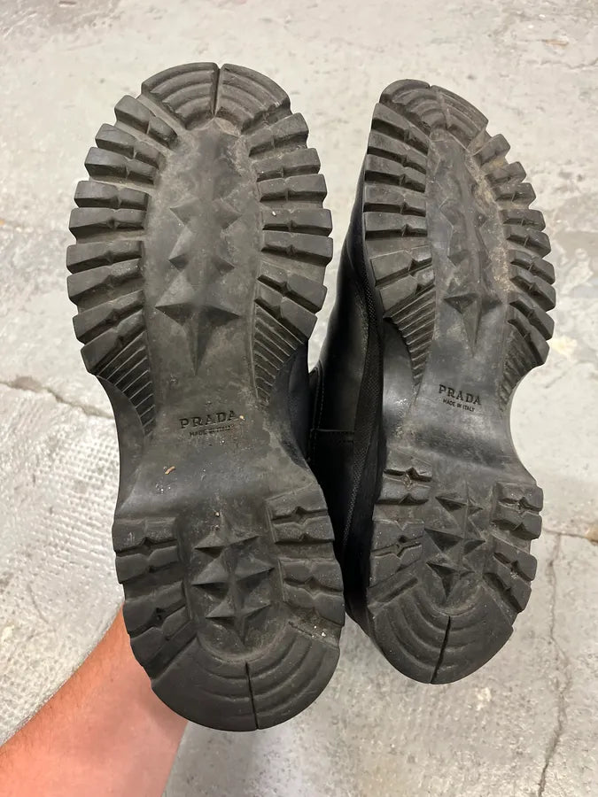 2000s Prada Black High Vibram Leather Boots cYNkEfF 5