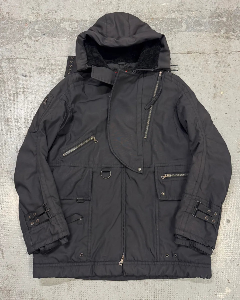 2000s Prada Black Hooded Parka Ski Jacket PTtaVwc 0
