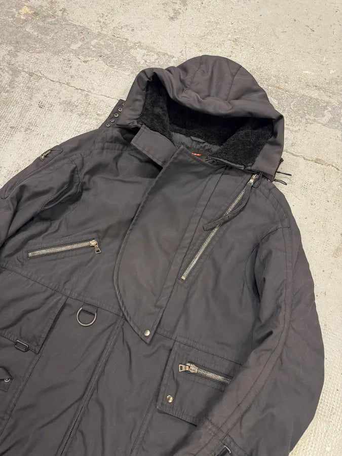 2000s Prada Black Hooded Parka Ski Jacket PTtaVwc 3