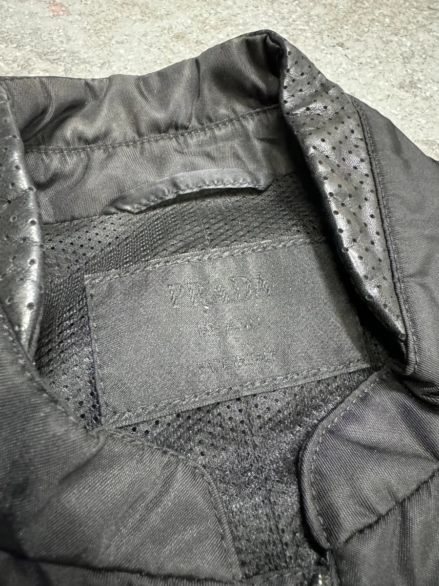 2000s Prada Black Hybrid Nylon & Leather Vest Jacket zkroxwH 6